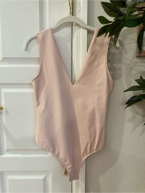 Free People Pale Pink V-Neck Bodysuit